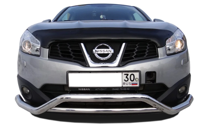 Защита переднего бампера скоба d60/42 мм для Nissan Qashqai+2 I  Юко NQ.09.09