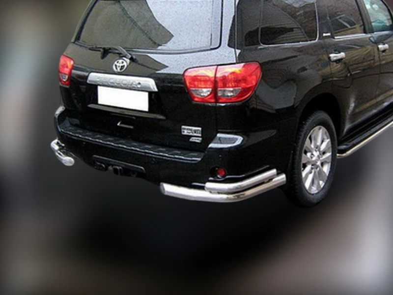 Защита заднего бампера угловая двойная d76/53 мм для Toyota Sequoia II  Юко TSQ.08.20