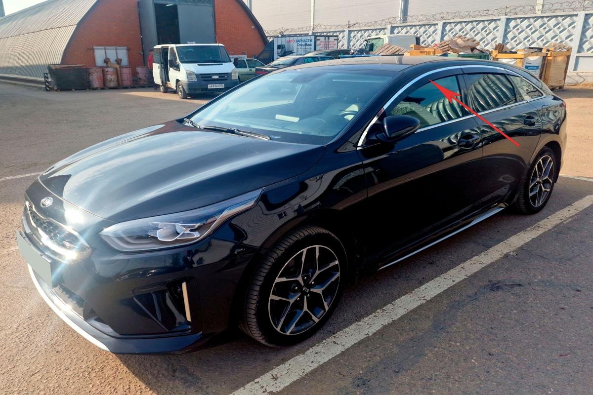 Дефлекторы окон 2D с хром накладками 6 шт. для Kia Proceed I Рестайлинг