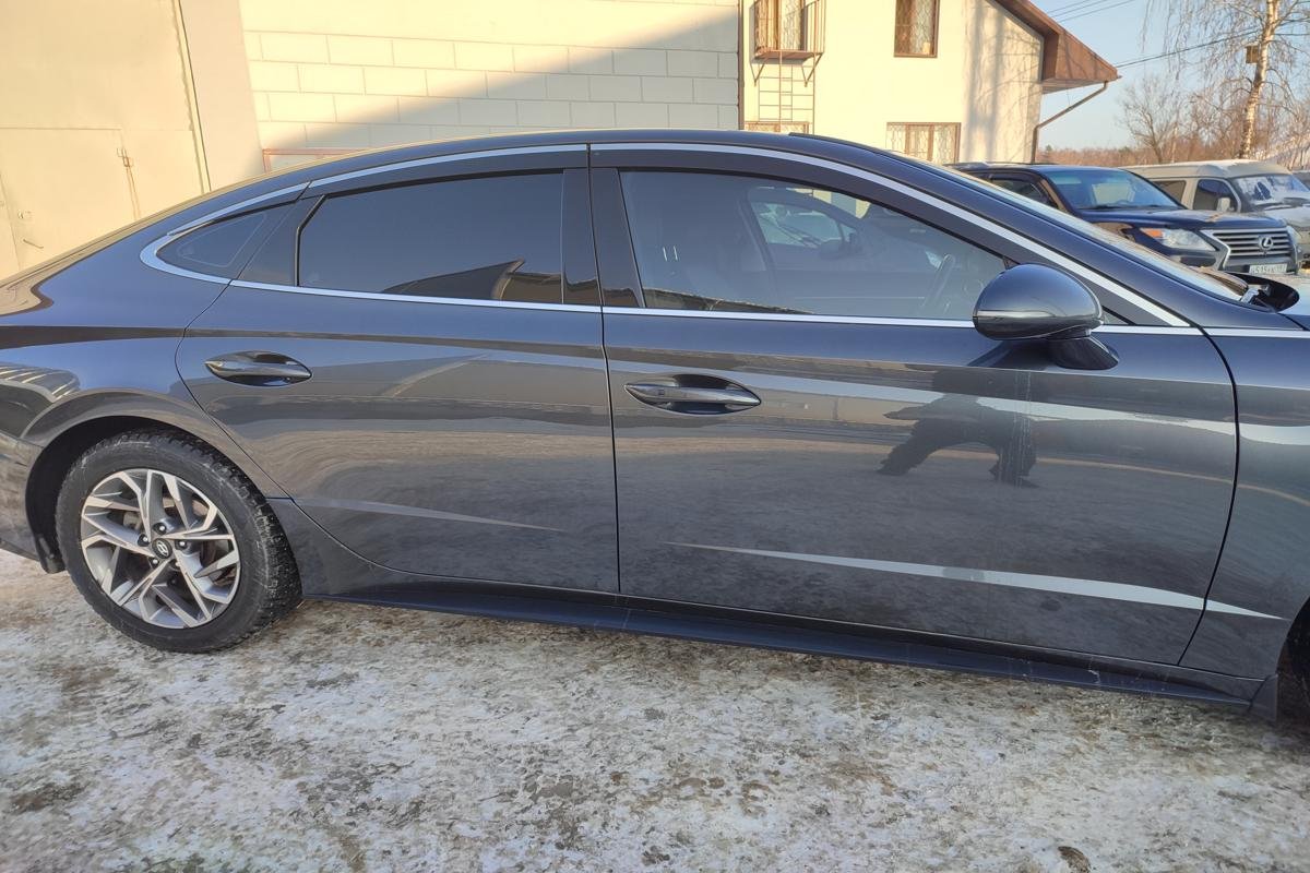 Дефлекторы окон с хром накладками 2D 6 шт для Hyundai Sonata VIII (DN8)