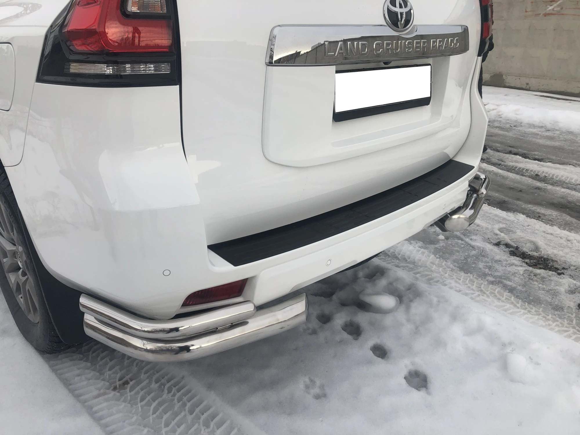 Защита заднего бампера угловая двойная d76/42 мм для Toyota Land Cruiser Prado 150 Series Рестайлинг 2  Юко TLCP150.17.20