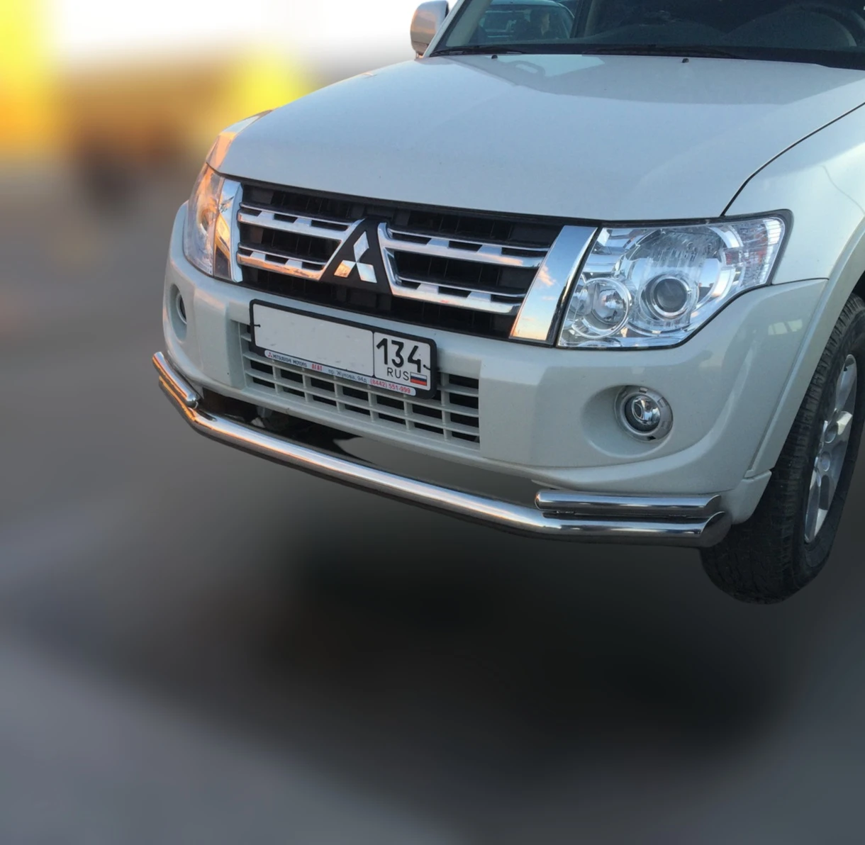 Защита переднего бампера двойная с гибами d76/42 мм для Mitsubishi Pajero IV  Юко MSP4.12.01-71