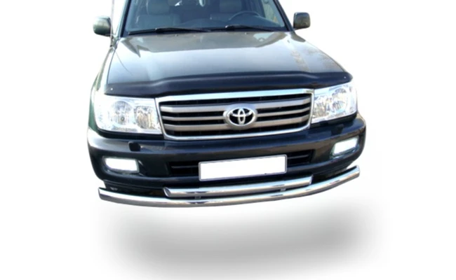 Защита переднего бампера двойная d76/60 мм для Toyota Land Cruiser 100 Series Рестайлинг 1  Юко TLC100.98.04