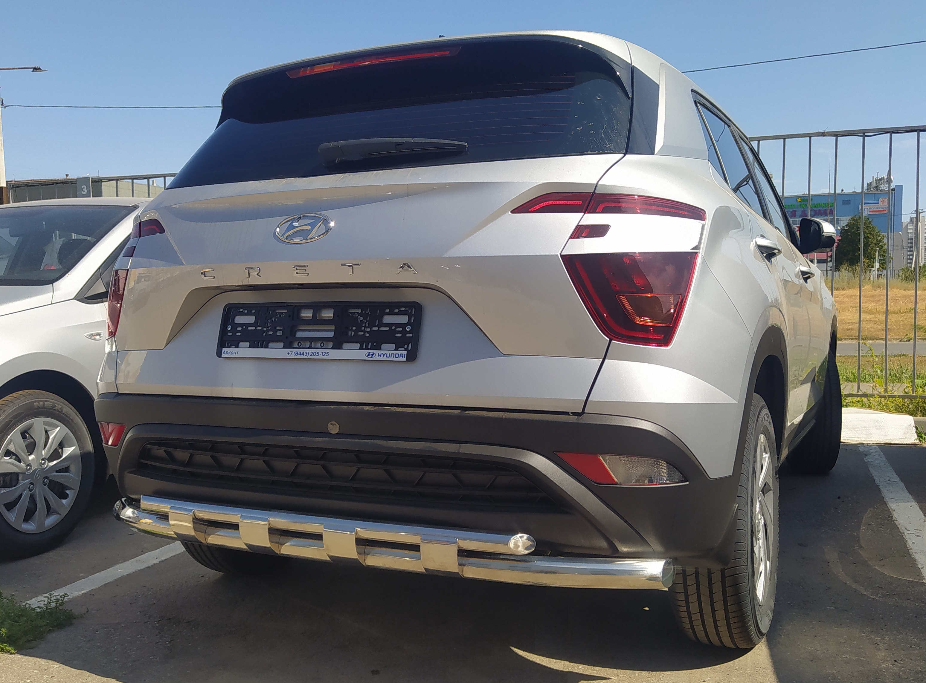 Защита заднего бампера с перемычками d60/42 мм для Hyundai Creta II