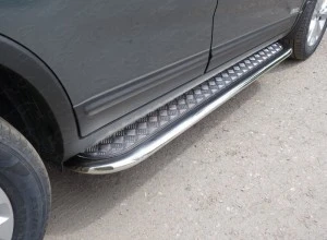 Пороги с площадкой 75х42 мм для Kia Sorento II Рестайлинг  ТСС KIASOR12-18