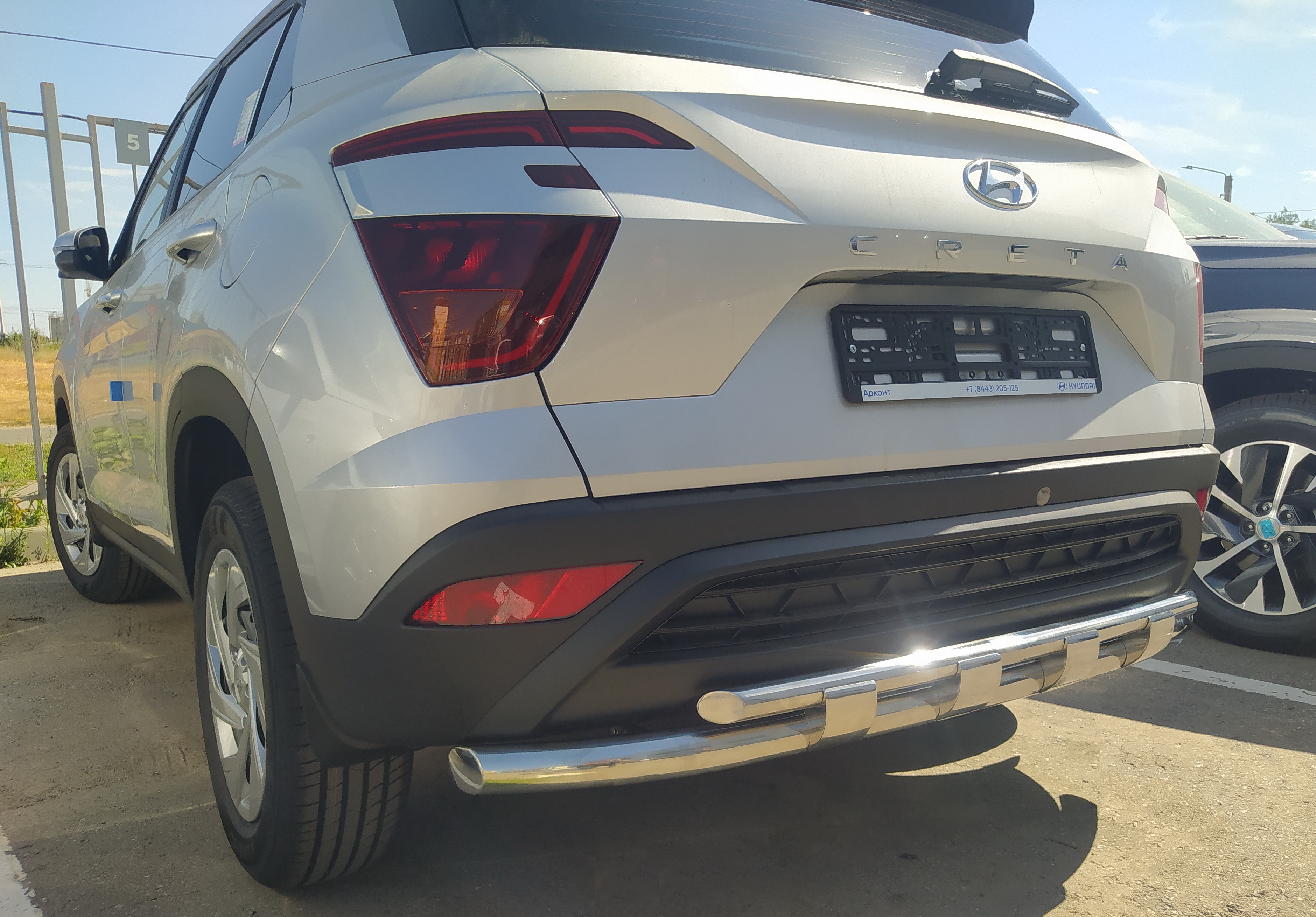 Защита заднего бампера с перемычками d60/42 мм для Hyundai Creta II
