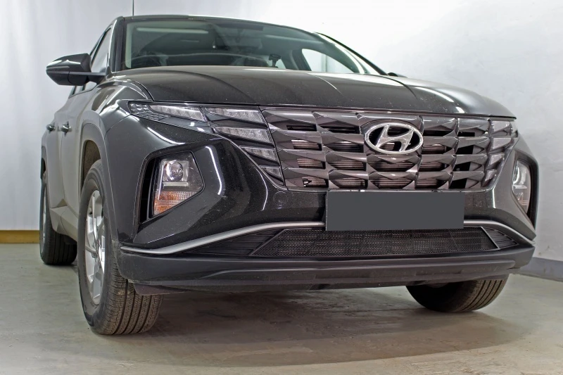 Защитная сетка радиатора низ для Hyundai Tucson IV Рестайлинг Черный Стрелка 11 HTUS23.black