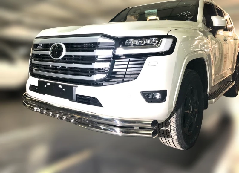 Защита переднего бампера тройная с защитой зубья d76/60/42 мм для Toyota Land Cruiser 300 Series  Юко TLC300.21.06