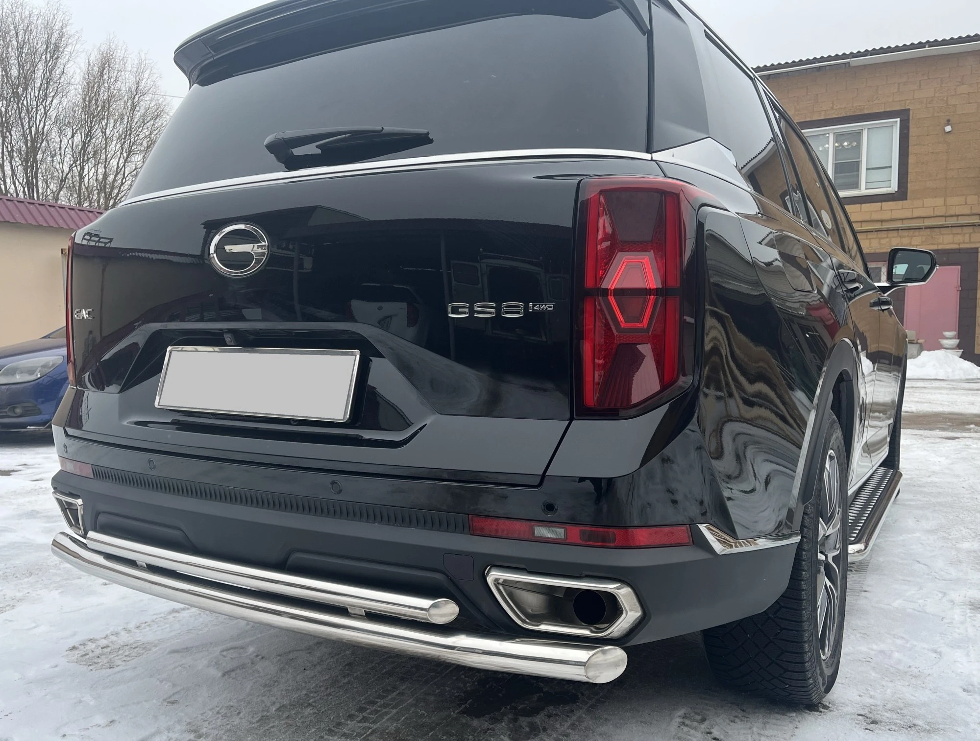 Защита заднего бампера двойная d60/42 мм для GAC GS8 II  Юко GAC.GS8.23.16