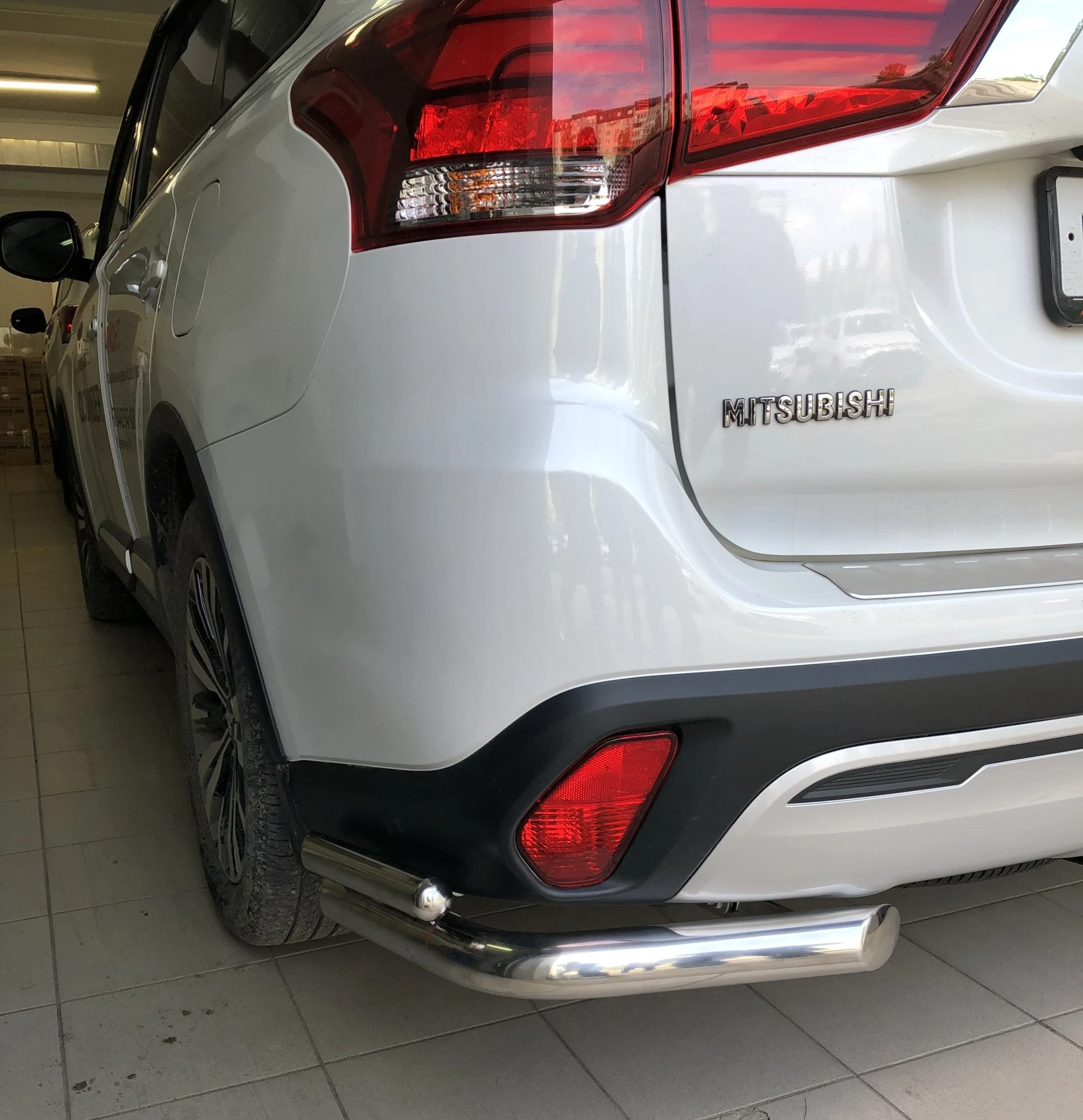 Защита заднего бампера двойная угловая d60/42 мм для Mitsubishi Outlander III Рестайлинг 3  Юко MSO.19.20