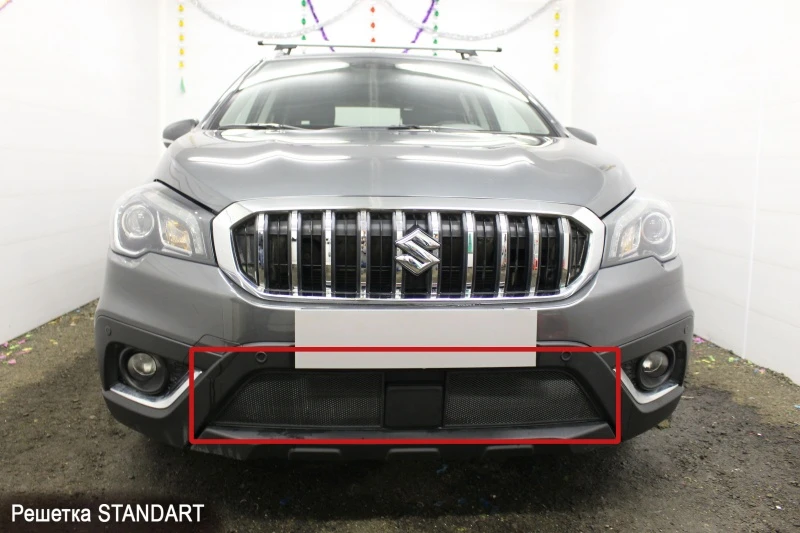 Защитная сетка радиатора для Suzuki SX4 II (S-Cross) Рестайлинг Черный Стрелка 11 SZSX4.16.black