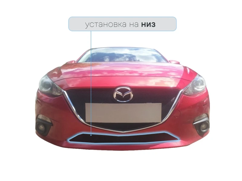 Защитная сетка радиатора низ для Mazda 3 III (BM) Черный Стрелка 11 MAZ13.bot.black