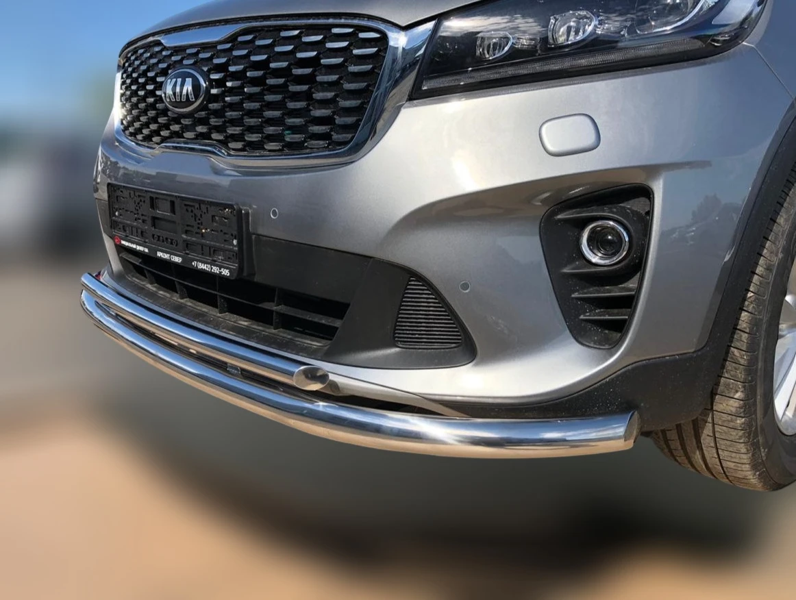 Защита переднего бампера двойная d60/42 мм для Kia Sorento III Prime Рестайлинг  Юко KSR.18.03