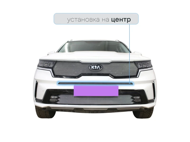 Защитная сетка радиатора центр для Kia Sorento IV Хром Стрелка 11 KS20.mid.chrome