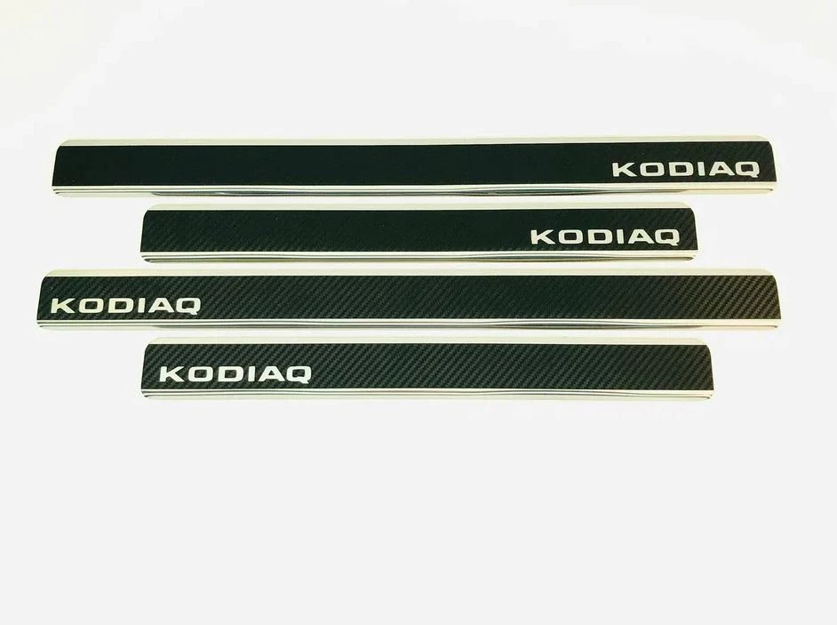 Накладки на пороги нержавеющая сталь под карбон 4шт. для Skoda Kodiaq I Рестайлинг