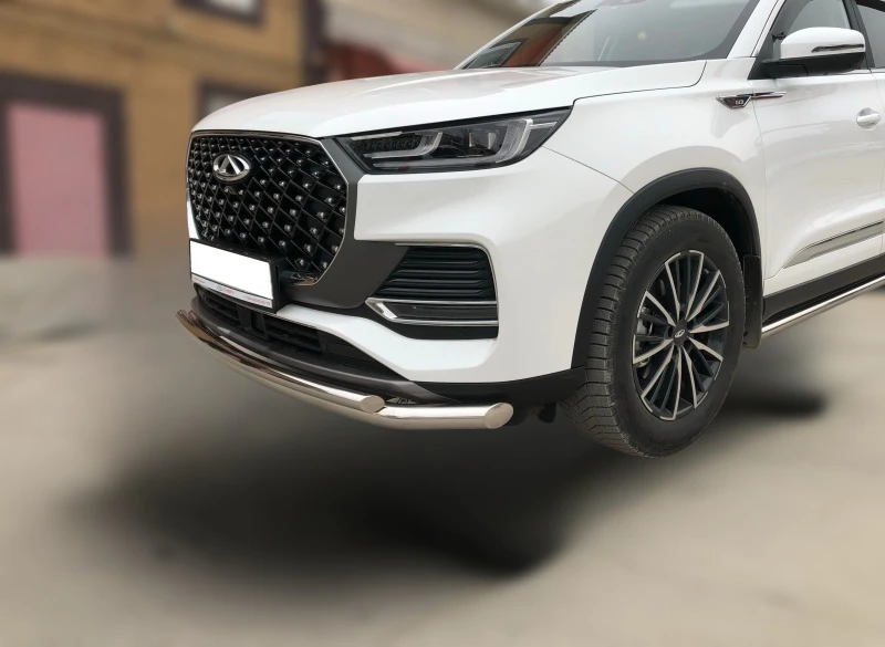 Защита переднего бампера двойная d60/42 мм для Chery Tiggo 8 Pro Max  Юко CTGPM.8.22.03