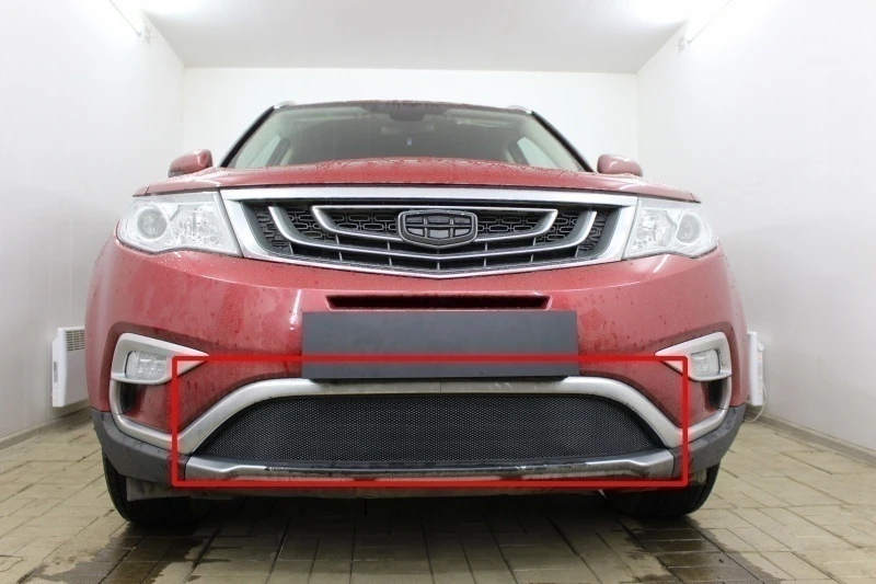 Защитная сетка радиатора низ для Geely Atlas I Черный Стрелка 11 GAT17.bot.black
