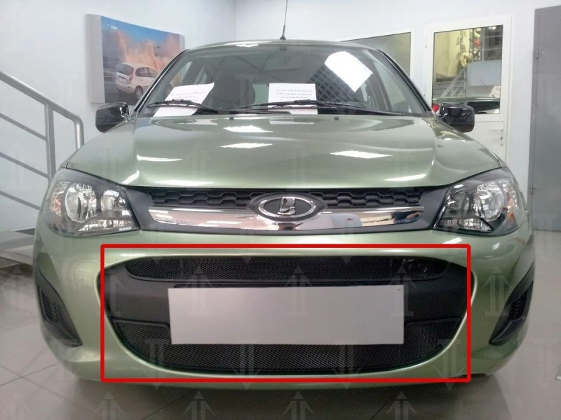 Защитная сетка радиатора комплект 2 части для LADA (ВАЗ) Kalina II Черный Стрелка 11 LKAL2.black