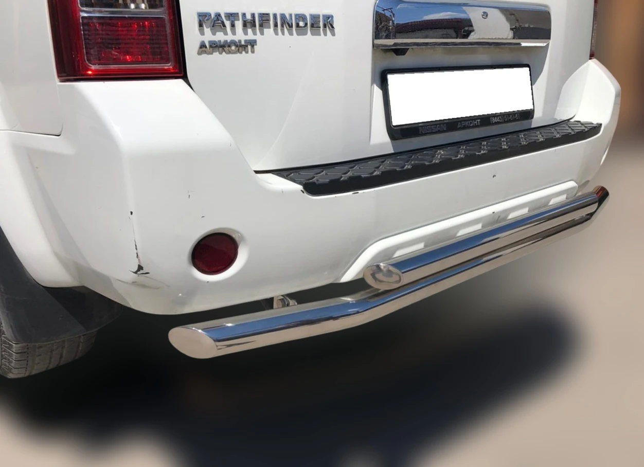 Защита заднего бампера двойная d60/53 мм для Nissan Pathfinder III  Юко NPF.04.16