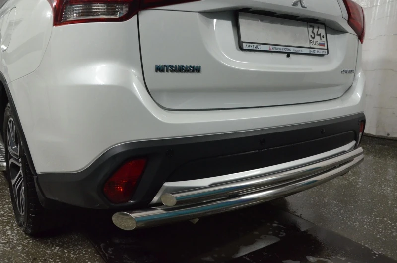 Защита заднего бампера двойная d60/42 мм для Mitsubishi Outlander III Рестайлинг 3  Юко MSO.19.16