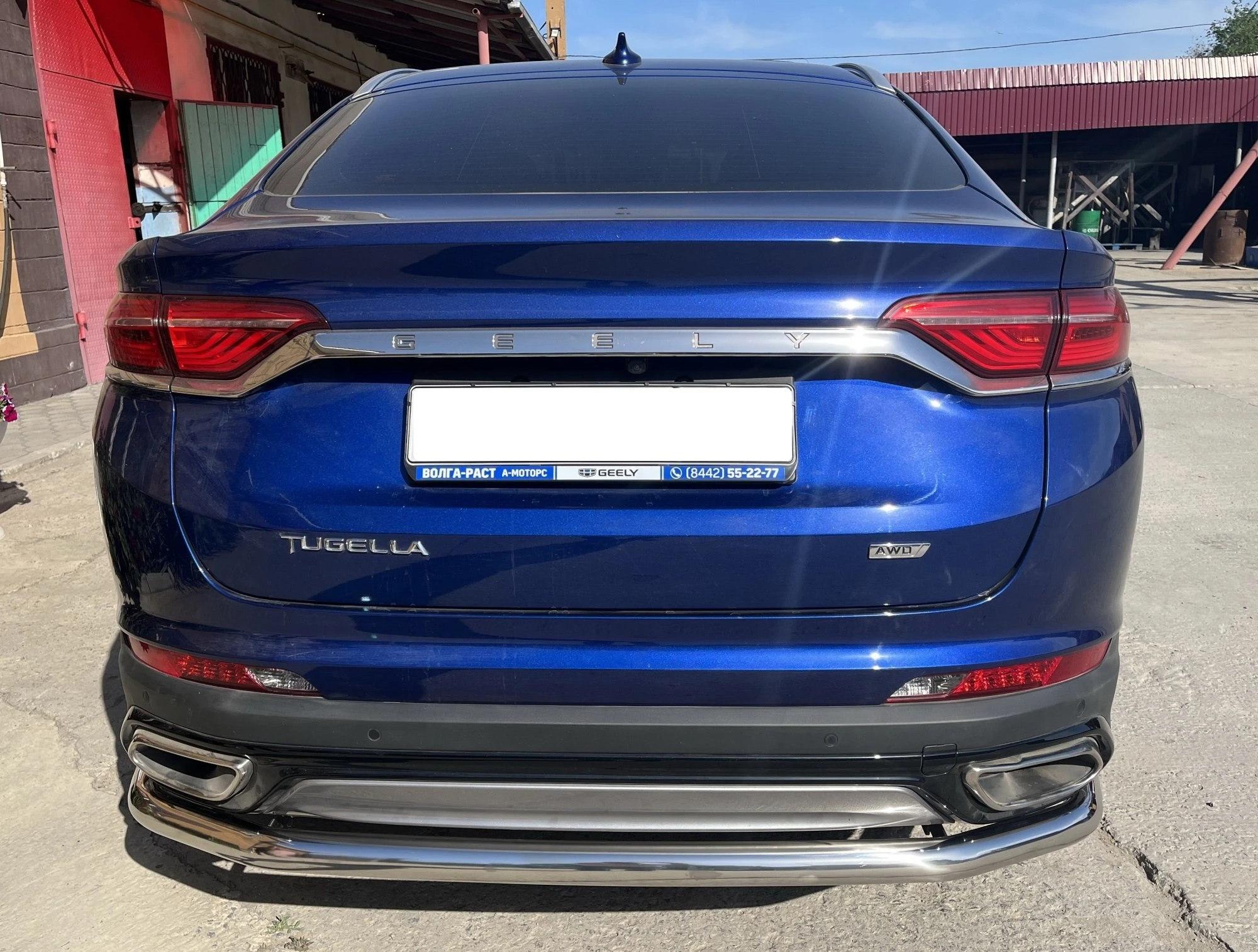 Защита заднего бампера угловая большая d60 мм для Geely Tugella I  Юко GT.21.21