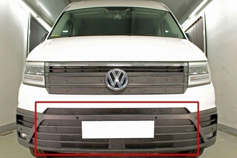 Зимняя заглушка радиатора на стяжке низ (5 частей) для Volkswagen Сrafter (7C0) II Черный Стрелка 11 ZZ.VWCR16.bot