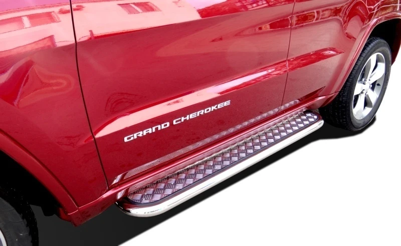 Пороги с накладным листом d53 мм для Jeep Grand Cherokee IV (WK2) Рестайлинг  Юко JGC.13.41