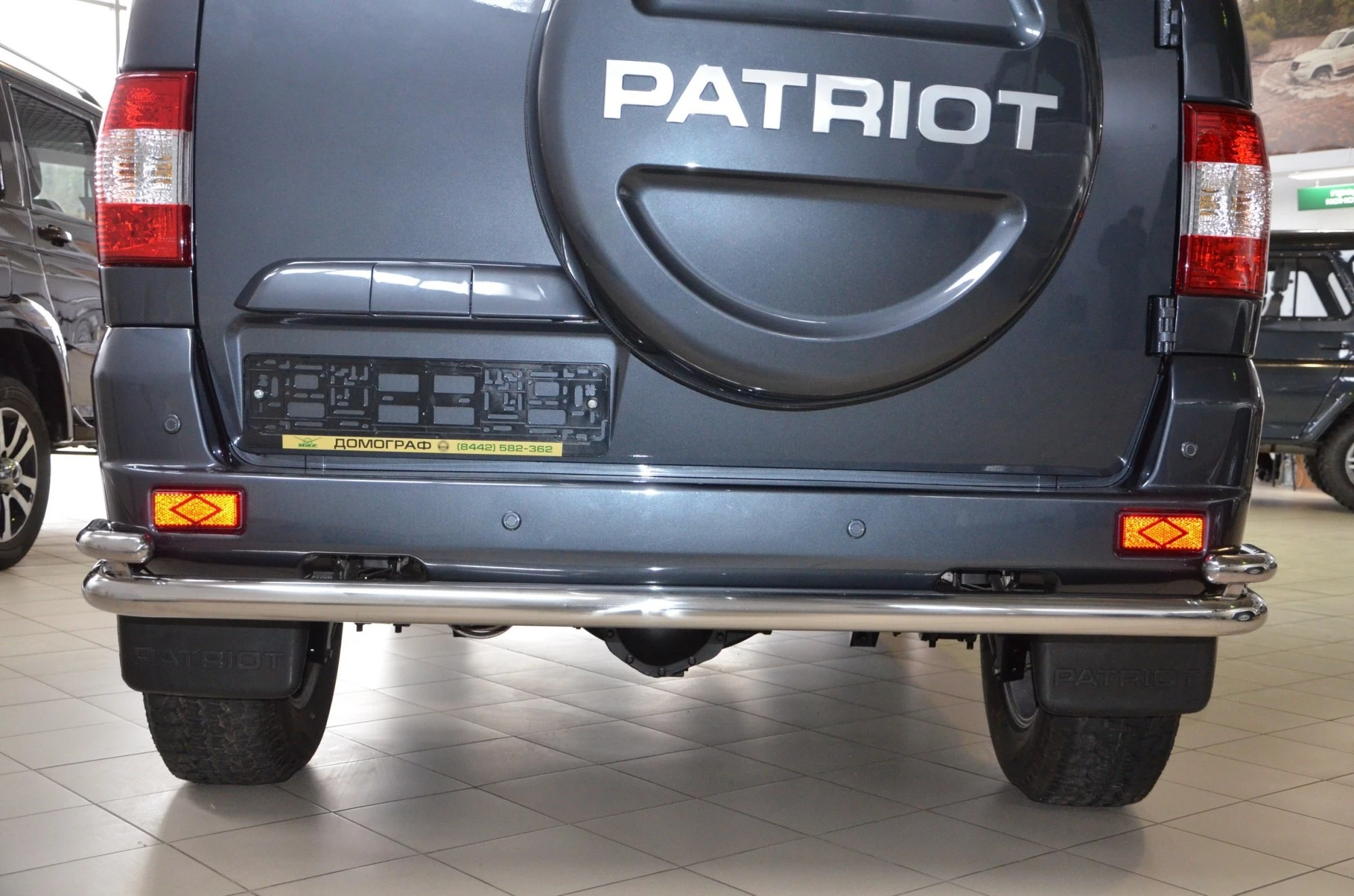 Защита заднего бампера угловая большая двойная d60/42 мм для УАЗ Patriot I Рестайлинг 3  Юко UAP.14.21