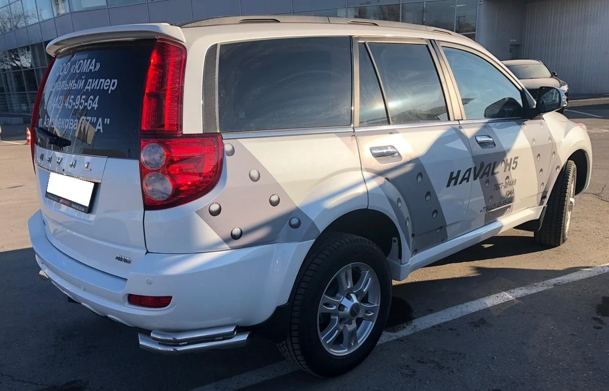Защита заднего бампера угловая двойная d60/42 мм для Haval H5 I  Юко GWH5.20.19