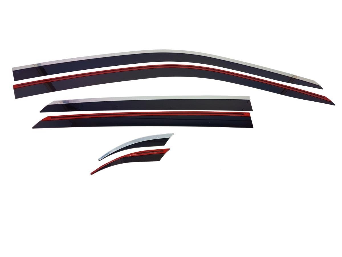 Дефлекторы окон с хром накладками 2D 6 шт (для рынка ОАЭ) для Suzuki Baleno III