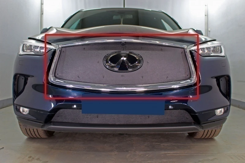 Зимняя заглушка радиатора на стяжке верх для Infiniti QX50 II Черный Стрелка 11 ZZ.INFQX50.top
