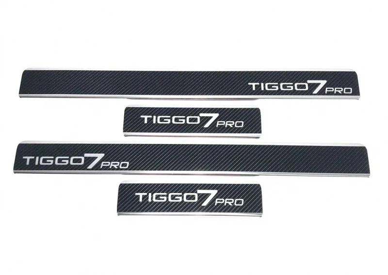 Накладки на пороги нержавеющая сталь под карбон 4шт. для Chery Tiggo 7 Pro I  INOX INOX.CHER.TIG7PRO.2020.CARBON