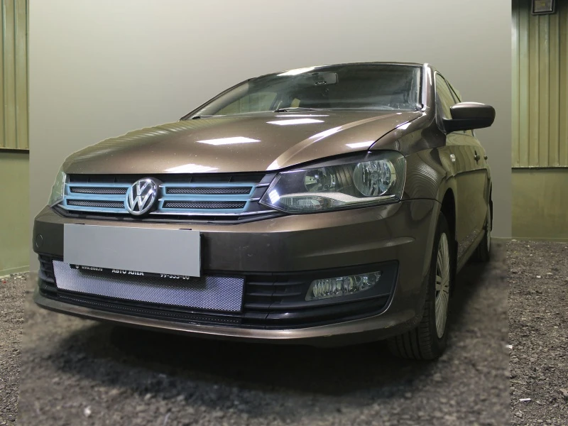 Защитная сетка радиатора верх 4 части для Volkswagen Polo V Рестайлинг Хром Стрелка 11 VWPOL15.top.chrome