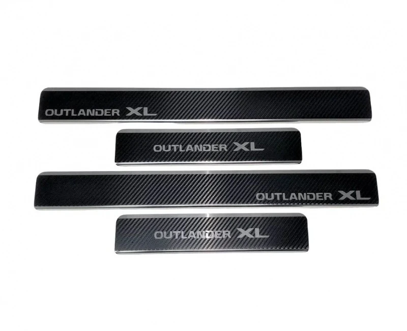 Накладки на пороги нержавеющая сталь под карбон 4шт. для Mitsubishi Outlander II  INOX INOX.MMC.OUTLXL.2005.CARBON
