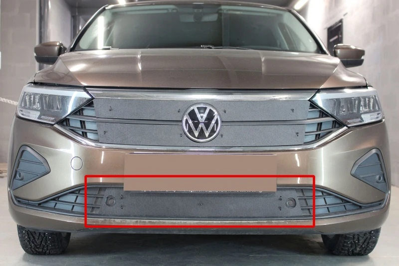 Зимняя заглушка радиатора на стяжке низ для Volkswagen Polo VI Черный Стрелка 11 ZZ.VWPOL20.bot
