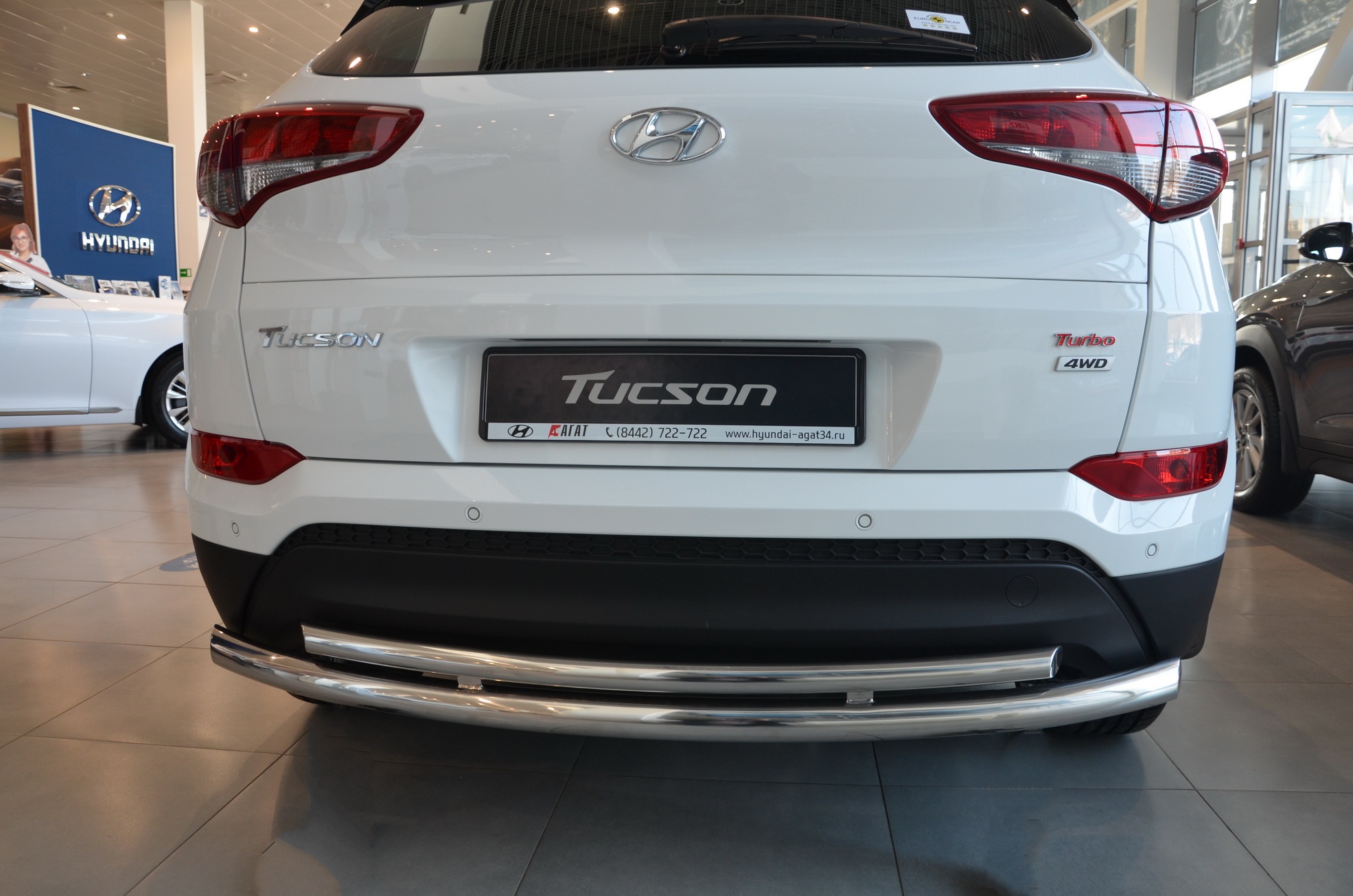 Защита заднего бампера двойная d60/42 мм для Hyundai Tucson III