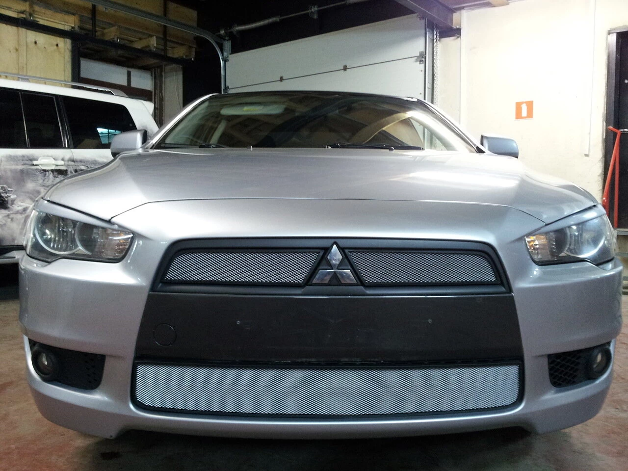 Защитная сетка радиатора комплект 3 части для Mitsubishi Lancer X Хром