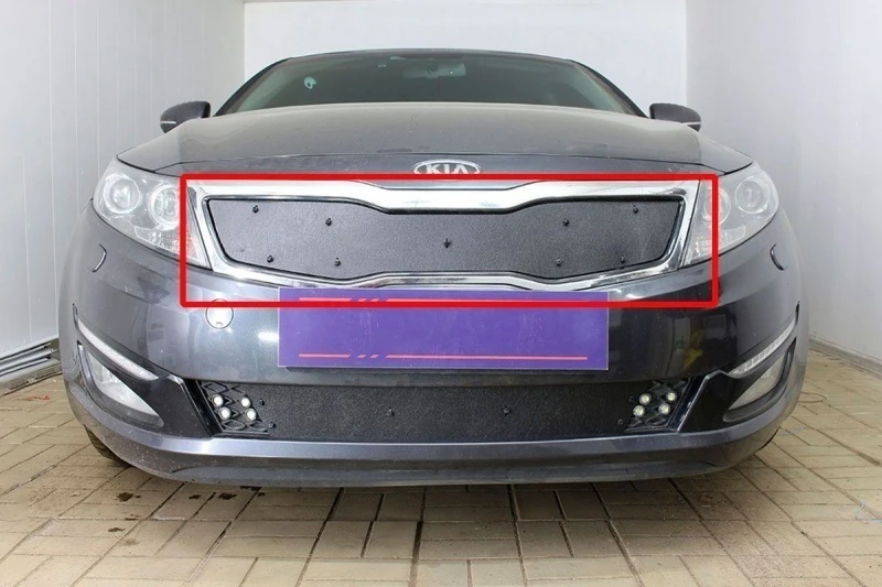Зимняя заглушка радиатора на стяжке верх для Kia Optima III Черный Стрелка 11 ZZ.KOP10.top