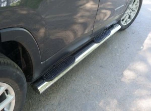 Пороги овальные с накладкой 120х60 мм для Jeep Cherokee V (KL)