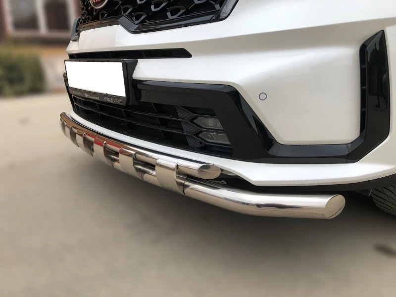 Защита переднего бампера двойная с перемычками d60/42 мм для Kia Sorento IV  Юко KSRMQ4.20.75