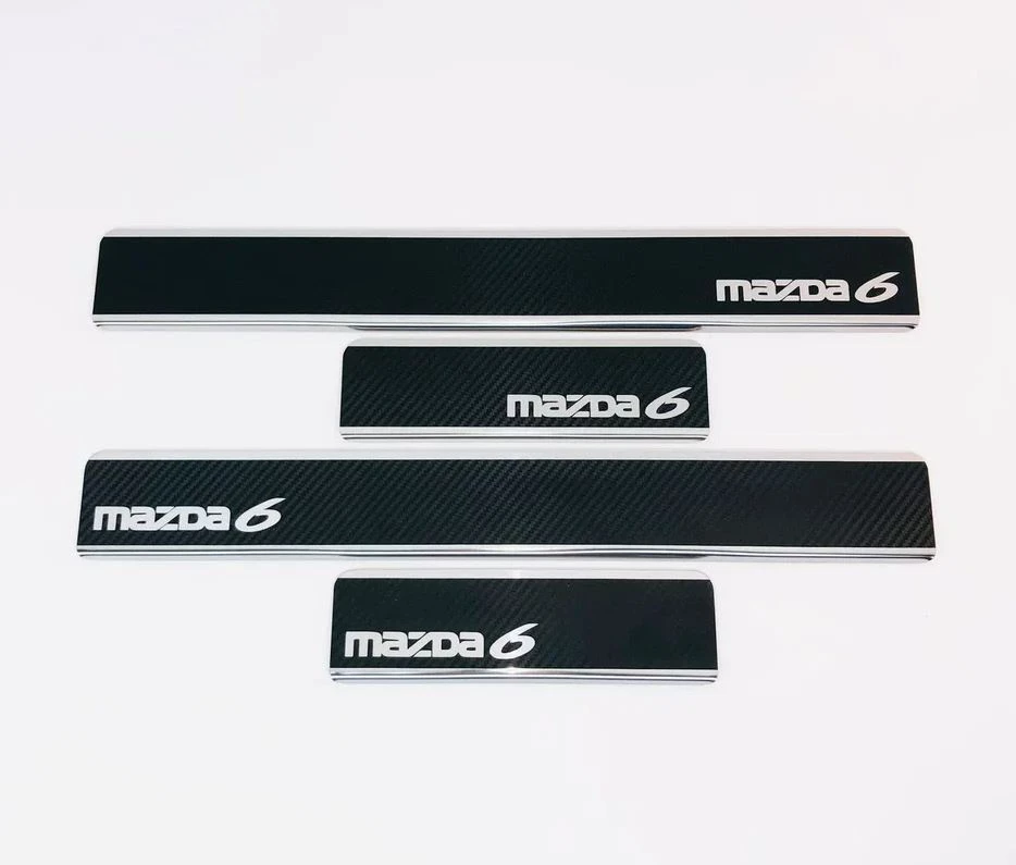 Накладки на пороги нержавеющая сталь под карбон 4шт. для Mazda 6 III (GJ) Рестайлинг 2