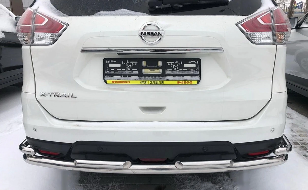 Защита заднего бампера двойная угловая большая d60/42 мм для Nissan X-Trail III Рестайлинг  Юко NXT.18.28-2