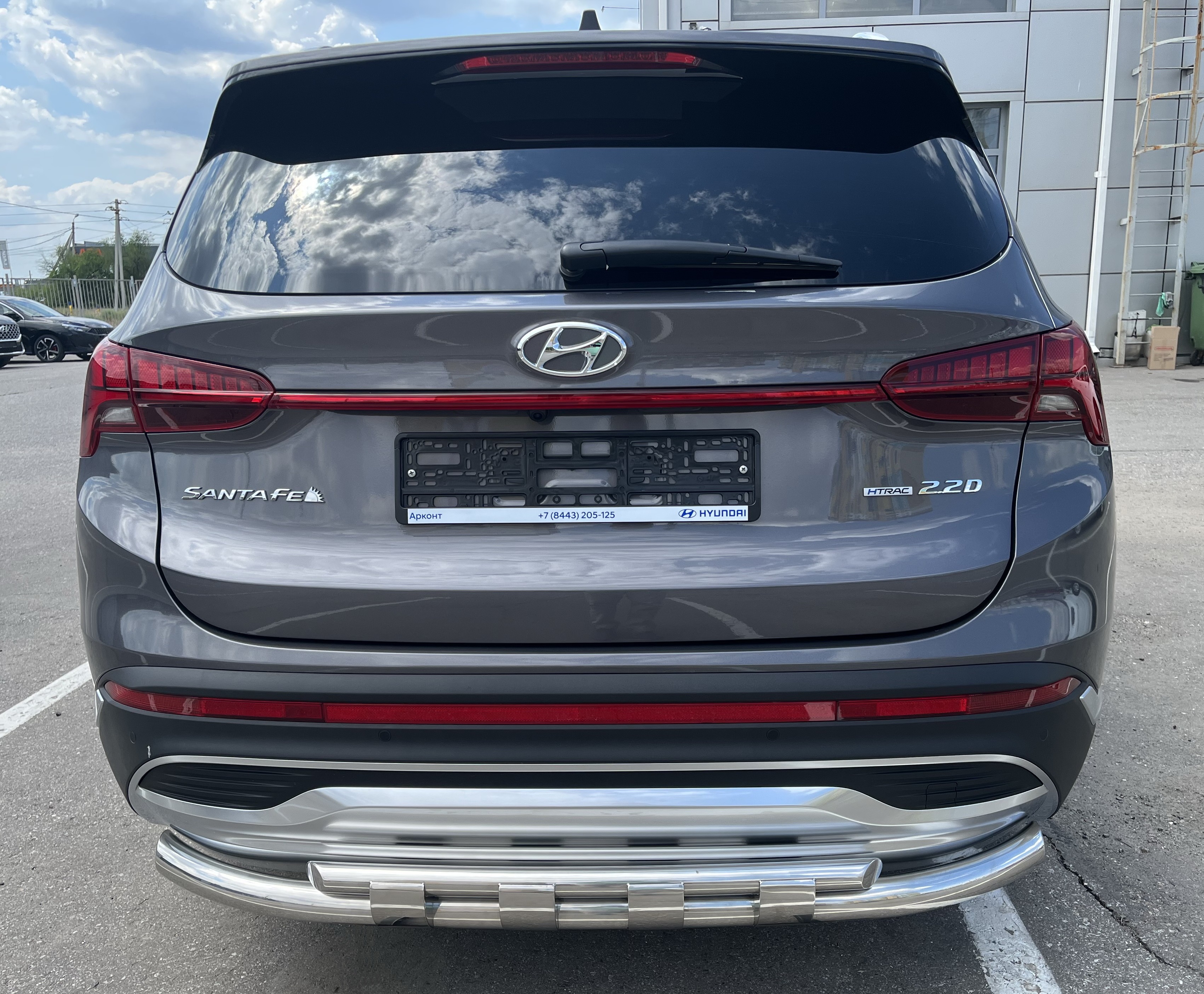 Защита заднего бампера с перемычками d60/42 мм для Hyundai Santa Fe IV Рестайлинг