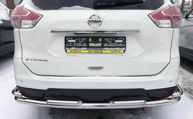 Защита заднего бампера двойная угловая большая d60/42 мм для Nissan X-Trail III Рестайлинг  Юко NXT.18.28-2