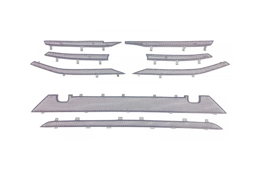 Комплект сеток chrome верх 6 частей и низ 2 части для LADA (ВАЗ) Vesta I Рестайлинг Хром