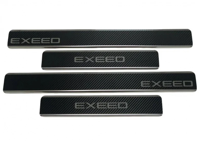 Накладки на пороги нержавеющая сталь под карбон 4шт. для EXEED RX  INOX INOX.EXEED.RX.2023.CARBON