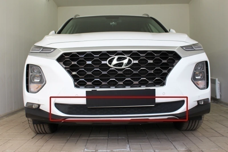 Защитная сетка радиатора низ для Hyundai Santa Fe IV Черный Стрелка 11 HSF18.black