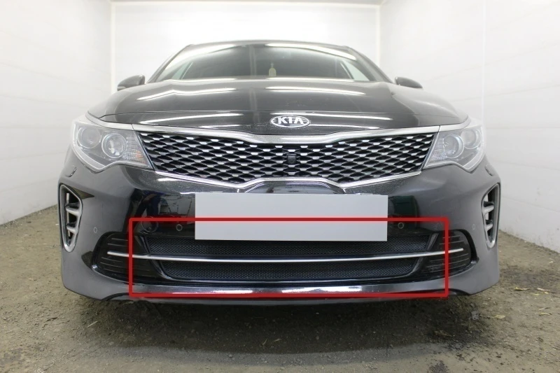 Защитная сетка радиатора низ для Kia Optima IV Черный Стрелка 11 KOPGT15.black
