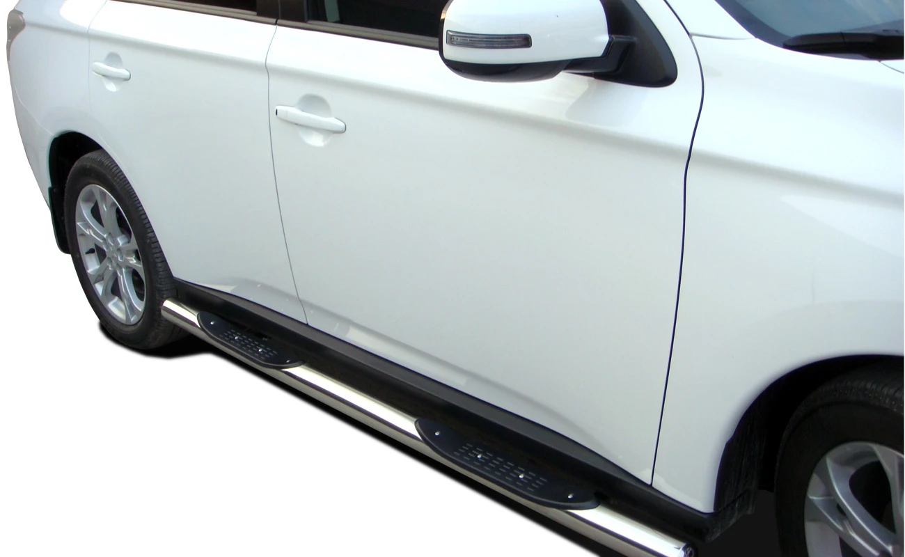 Пороги труба с проступью d76 мм для Mitsubishi Outlander III Рестайлинг 2  Юко MSO.15.93