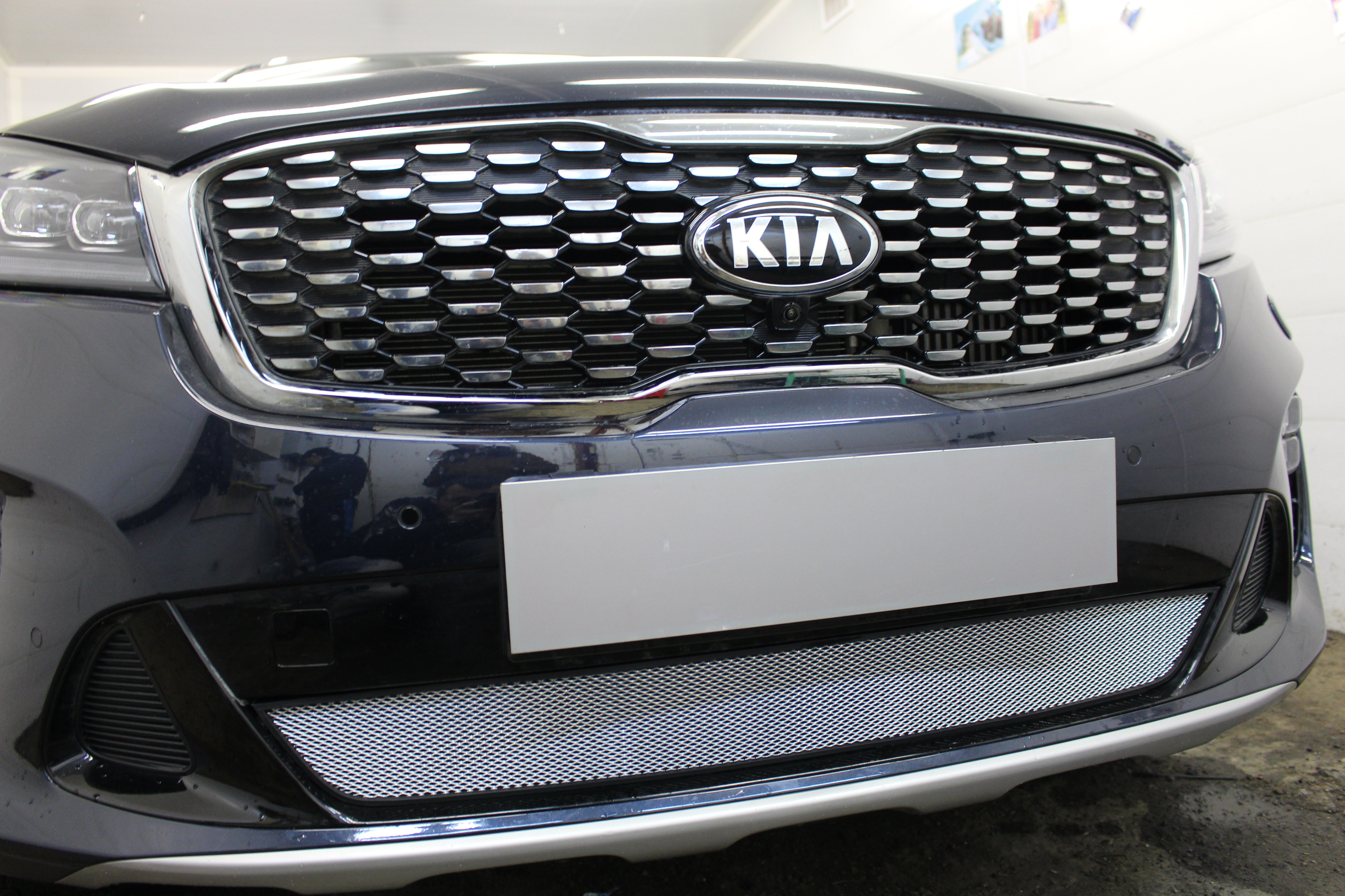 Защитная сетка радиатора, с датчиком АСС для Kia Sorento III Prime Рестайлинг